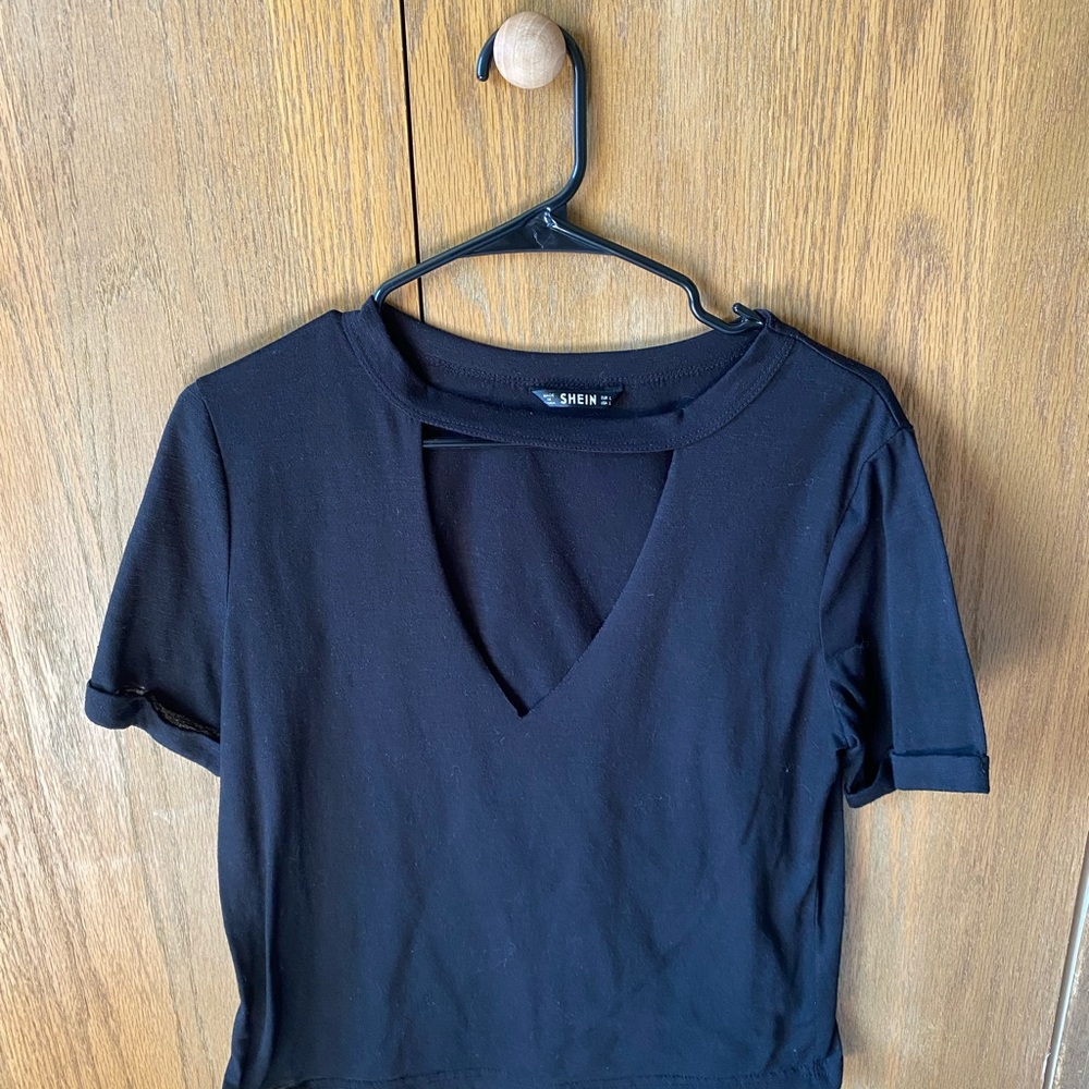 SHEIN Black V-Neck Women's Top